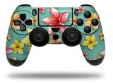 WraptorSkinz Skin compatible with Sony PS4 Dualshock Controller PlayStation 4 Original Slim and Pro Beach Flowers Seafoam Green (CONTROLLER NOT INCLUDED)