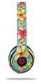 WraptorSkinz Skin Decal Wrap compatible with Beats Solo 2 and Solo 3 Wireless Headphones Beach Flowers Seafoam Green (HEADPHONES NOT INCLUDED)