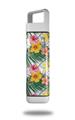 Skin Decal Wrap for Clean Bottle Square Titan Plastic 25oz Beach Flowers 02 White (BOTTLE NOT INCLUDED)