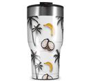 WraptorSkinz Skin Wrap compatible with 2017 and newer RTIC Tumblers 30oz Coconuts Palm Trees and Bananas White (TUMBLER NOT INCLUDED)