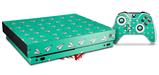 Skin Wrap for XBOX One X Console and Controller Paper Planes Turquoise
