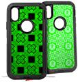 2x Decal style Skin Wrap Set compatible with Otterbox Defender iPhone X and Xs Case - Criss Cross Green (CASE NOT INCLUDED)
