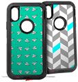 2x Decal style Skin Wrap Set compatible with Otterbox Defender iPhone X and Xs Case - Paper Planes Turquoise (CASE NOT INCLUDED)