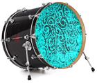 Vinyl Decal Skin Wrap for 22" Bass Kick Drum Head Folder Doodles Neon Teal - DRUM HEAD NOT INCLUDED