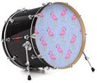 Vinyl Decal Skin Wrap for 20" Bass Kick Drum Head Flamingos on Blue - DRUM HEAD NOT INCLUDED