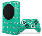 WraptorSkinz Skin Wrap compatible with the 2020 XBOX Series S Console and Controller Paper Planes Turquoise (XBOX NOT INCLUDED)
