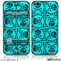 iPhone 4 Decal Style Vinyl Skin - Skull Patch Pattern Blue (DOES NOT fit newer iPhone 4S)
